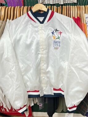 Atlanta 1996 Olympic Satin Bomber Jacket - White